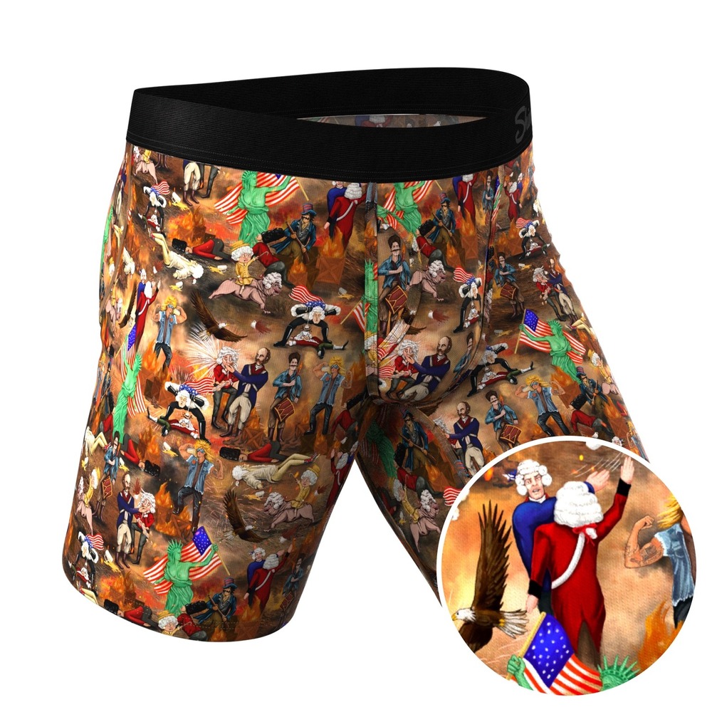 Shinesty Men's Mystery NSFW Patriotic Boxer Briefs 2X Ball Hammock‎ Underwear